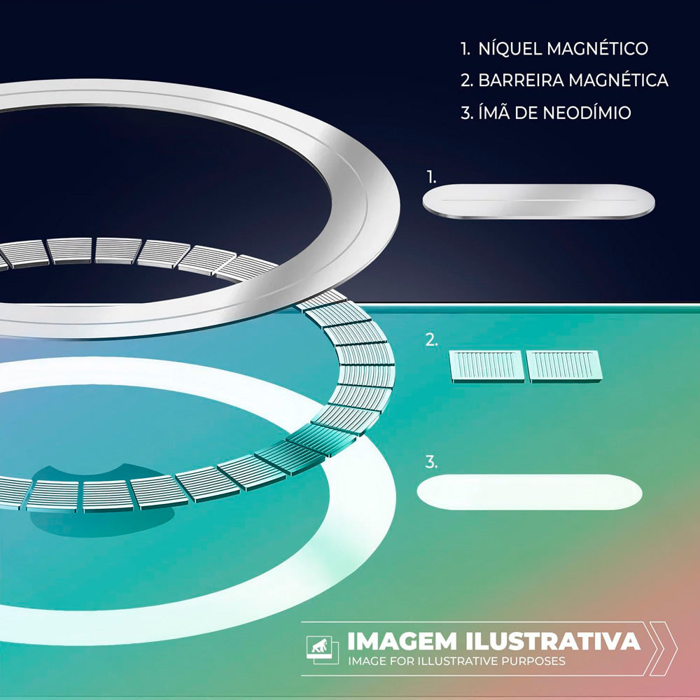 Capa Holográfica, Com Suporte Para Carregamento Magnético, Para iPhone 14 e 13