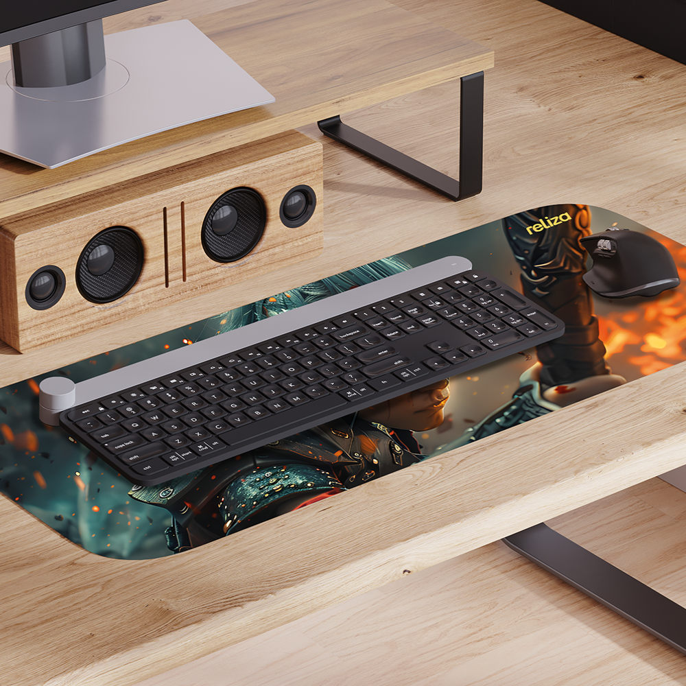 Mouse Pad Gamer 30x70cm, Neoprene Legítimo, Base Antiderrapante, Reliza - Estampa Elfo