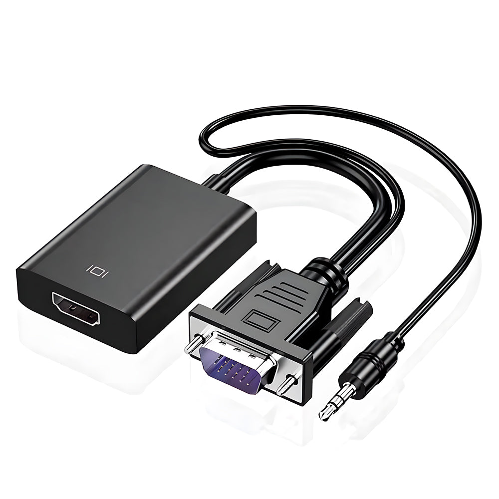 Cabo Conversor VGA Para HDMI Com Áudio e Vídeo 1080P - Preto