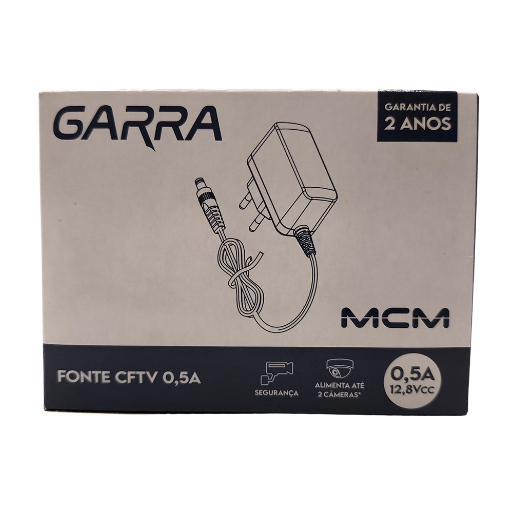 Fonte de Alimentação MCM FON1454-RS 12,8V 0,5A com Bivolt Automática (100–240V), Plug Garra, Linha Wall Plug