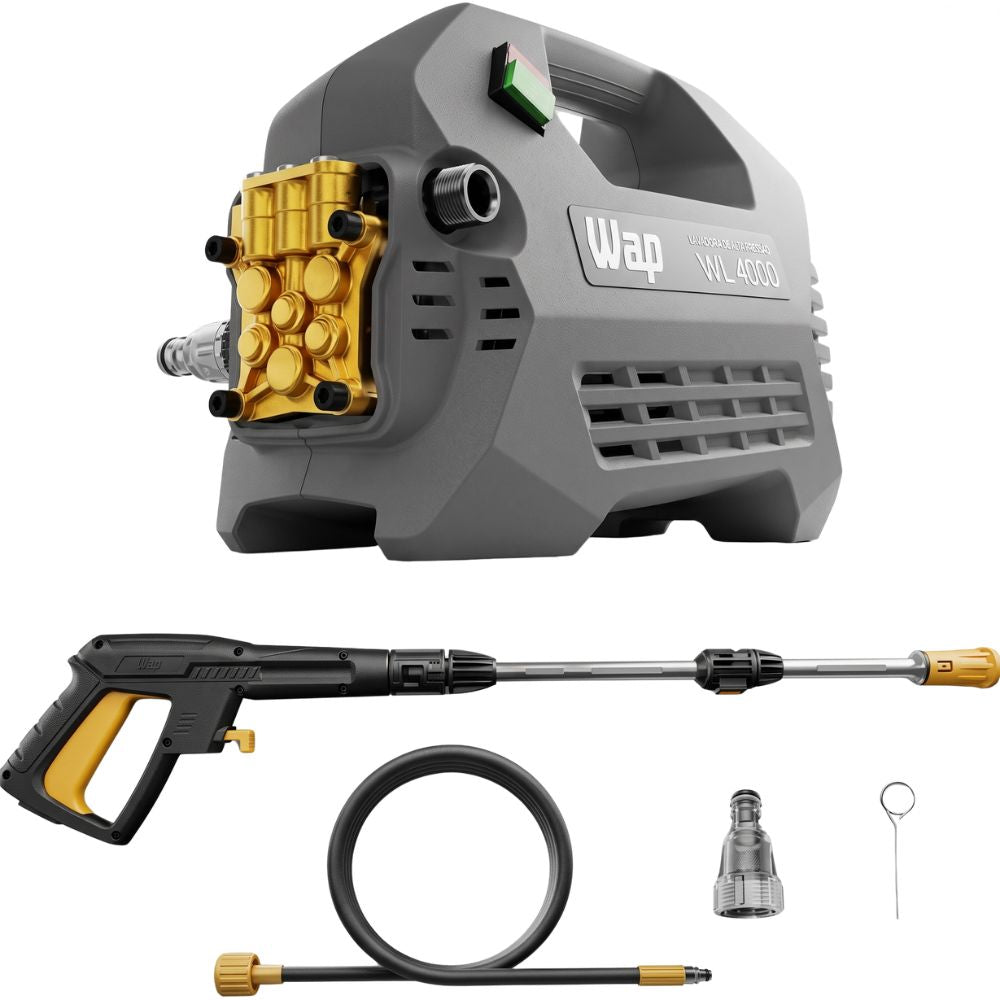 Lavadora de Alta Pressão Profissional WAP WL 4000, 420L/h, Com Agulha Desobstruidora e Motor de Indução, 2000W 220V