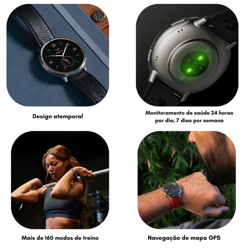 Relógio Inteligente Amazfit Active 2 A2437 GPS AMOLED IA GPT À Prova d’Água Bússola Monitoramento Esportivo Preto