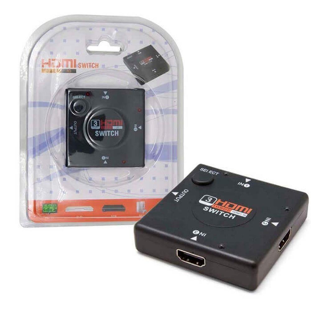Switch HDMI Auto 3 Portas de Entrada 1 Porta Saída 1080P 3D