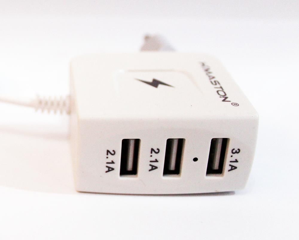Carregador Usb V8 H'maston 3.1a HM02 Com Três Portas Usb 1200