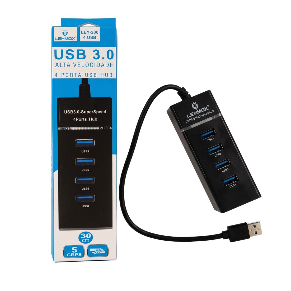 Hub Usb 3.0 4 Portas 5 Gbps Lehmox - LEY-200