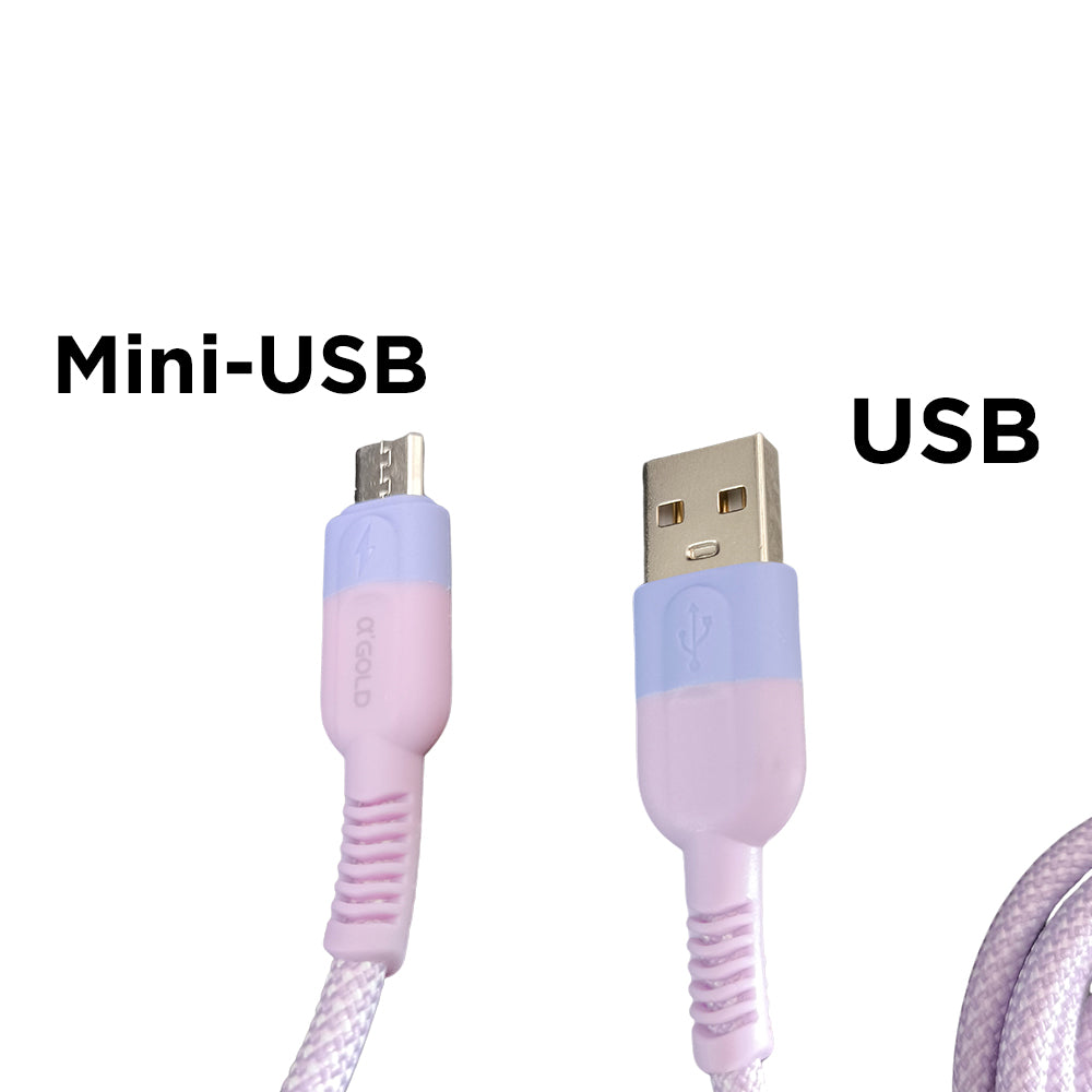 Cabo USB Para Micro USB, Carregamento Rápido, 1 Metro de Comprimento, CB103-1, A'Gold - Roxo
