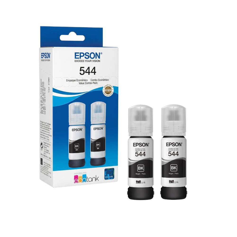 Kit 2 Refis de TInta Epson 544 BK Preto 65ml, Para L110/L1210/L3110/L3160 (Caixa com 2 Refis)