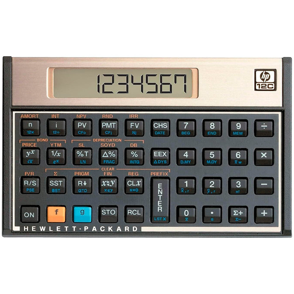 HP 12C Gold Calculadora Financeira Original, 120 Funções, RPN, 10 dígitos LCD, Programável