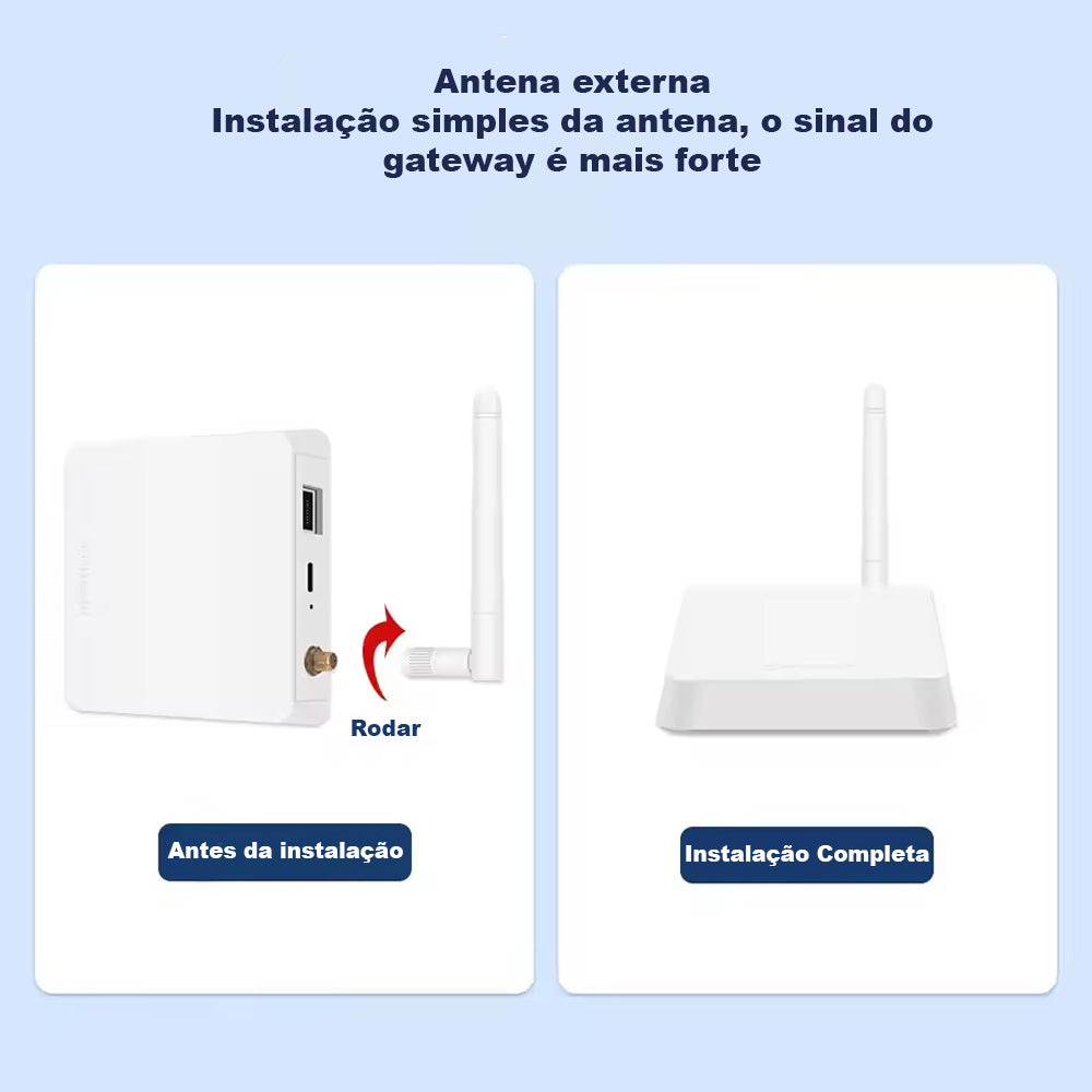 HUB Gateway Zemistart T1, Zigbee 3.0, Controle Por APP Tuya, Com Antena, Branco