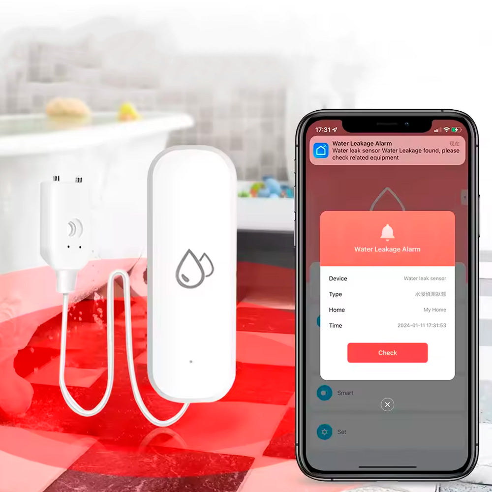 Sensor de Vazamento de Água, Wi-Fi, Monitor de Vazamentos, Compatível Com Tuya, Alexa, Google Assistant, Branco