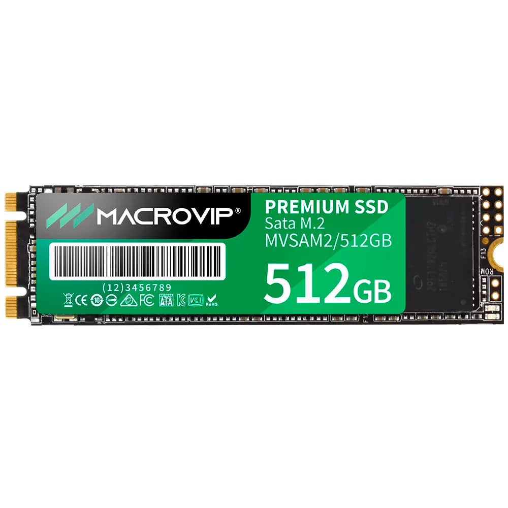 SSD Macrovip Premium M.2 SATA III 512GB Leitura 500MB/s Gravação 450MB/s - MVSAM2/512GB