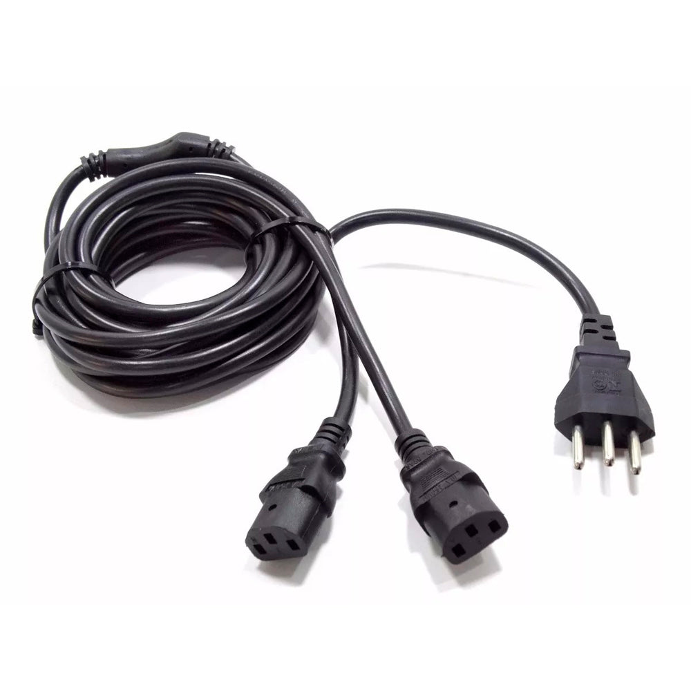 Cabo de Força Tripolar 3 Metros Y 1 Macho e 2 Fêmeas - Preto