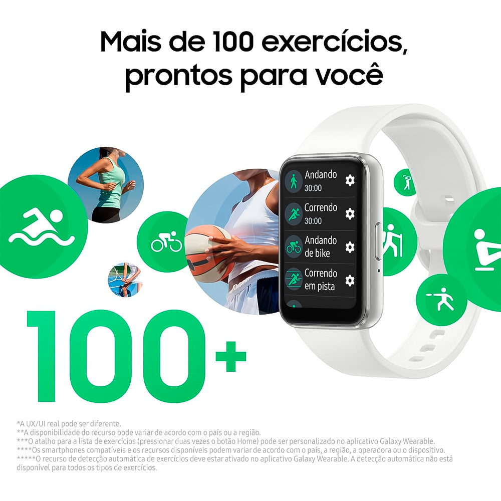 Smartwatch Samsung Galaxy Fit3 Display 1.6" Prata,  Pulseira Esportiva, Resistente À Água, Monitor Cardíaco