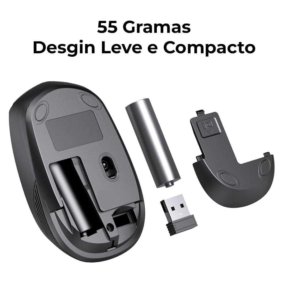 Mouse Sem Fio Lecoo Lenovo, 4 Botões, Controle DPI, Ambidestro, WS202, Preto