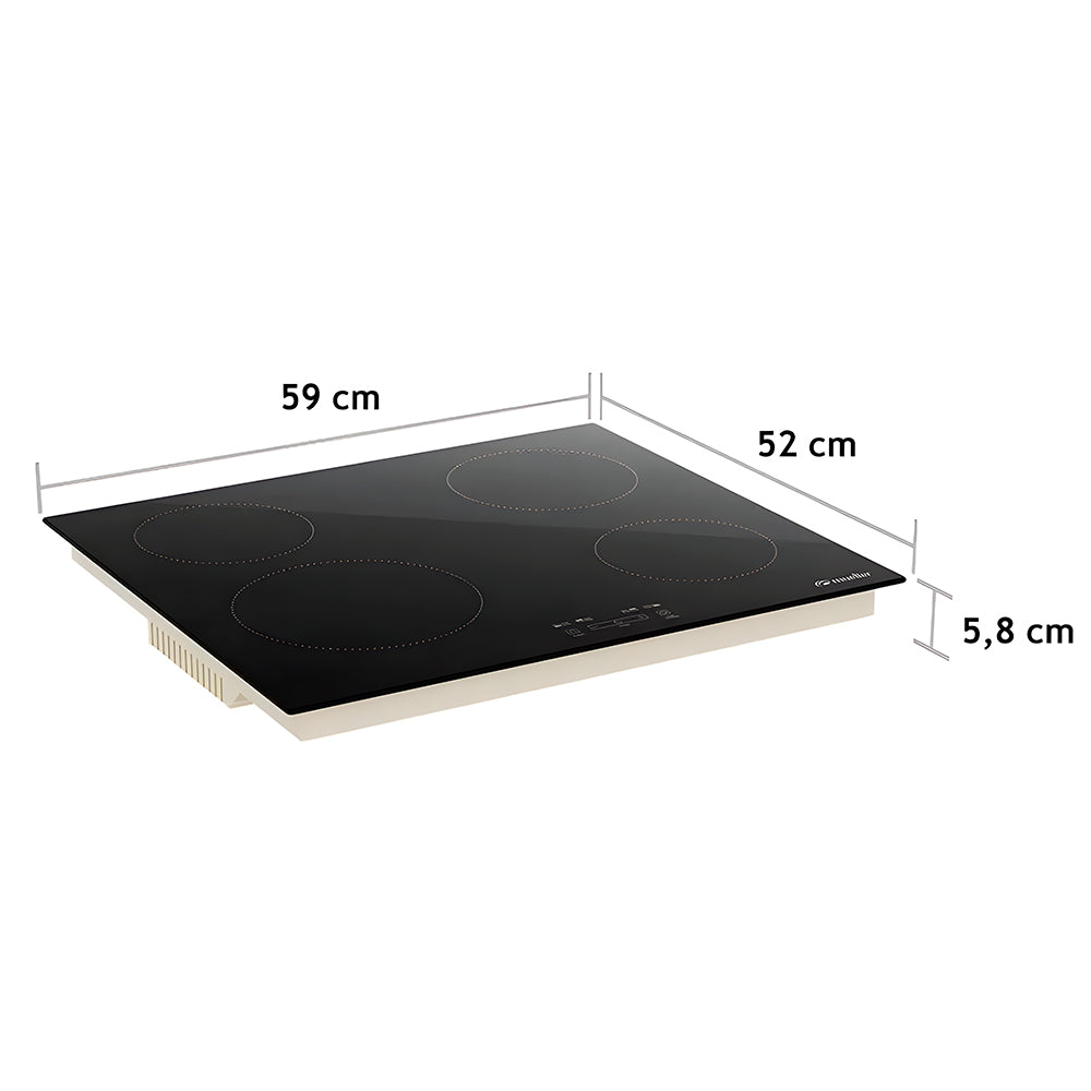 Cooktop Mueller 4 Bocas de Indução, Com Turbo 9 Níveis de Potência, MCI014BG1, 220v