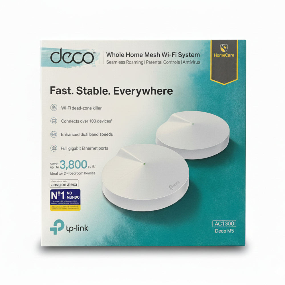 Kit Roteador e Reptidor TP-Link Deco M5 Mesh AC1300 (2-Pack) Dual-Band Gigabit, Até 350m2, 1300 Mbps, MU-MIMO, HomeCare