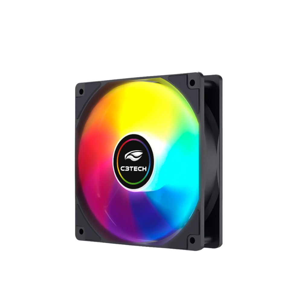 Cooler Fan F9-L260BK Argb 12cm C3Tech 120 mm 9 lâminas, Rolamento Hidráulico, Molex 4‑pinos, 1200 RPM, 35 CFM - Preto