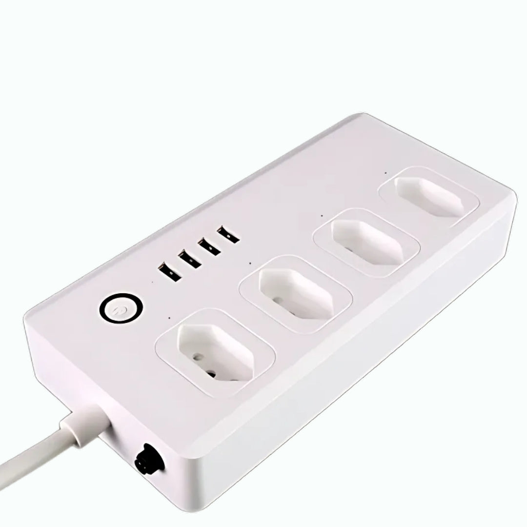 Extensão Inteligente, Zigbee 3.0, Com 4 Tomadas, 4 Portas USB, Cabo 1.5 Metros, Anti Surto, APP Tuya, Branco