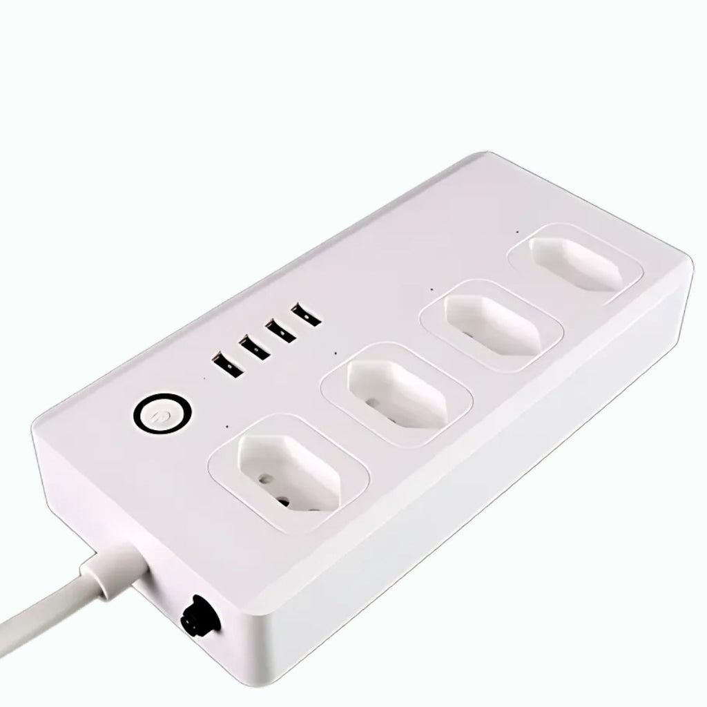 Extensão Inteligente, Zigbee 3.0, Com 4 Tomadas, 4 Portas USB, Cabo 1.5 Metros, Anti Surto, APP Tuya, Branco