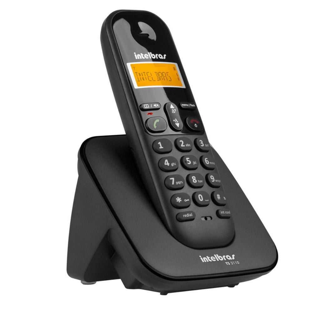 Telefone Sem Fio Intelbras TS 3110 Preto, Com Visor Luminoso e Com Identificação de Chamadas