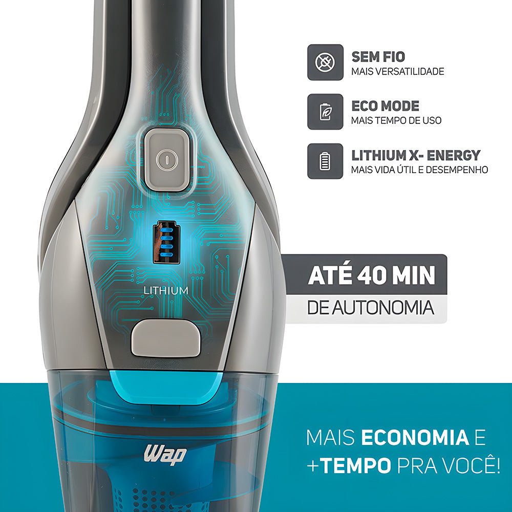 Aspirador de Pó Portátil e Vertical Wap Eletro 85W Sem Fio Eco Rápido Bivolt - FW009445