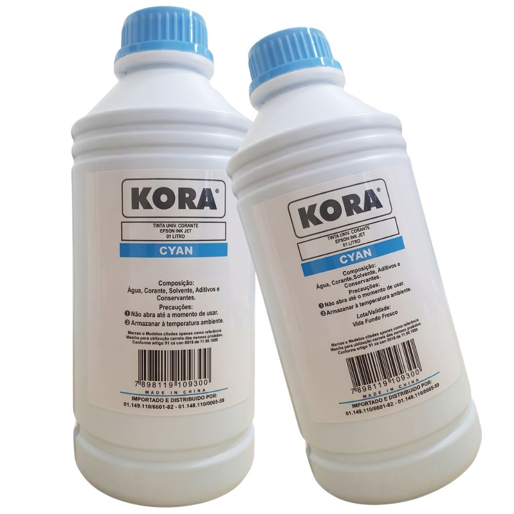 Litro de Tinta Kora Epson Universal Corante Ciano, Light Compativel Com Ecotank Epson L3150 L3250 L355 L365 L375 L395
