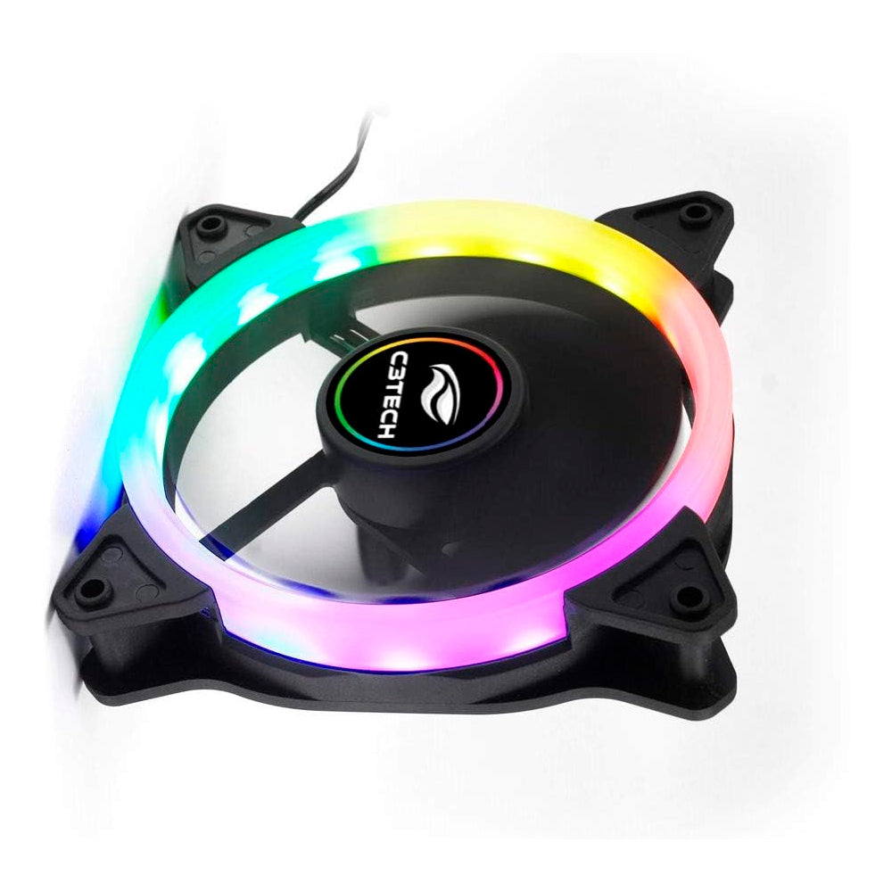 Cooler Fan F7-L200RGB 120mm RGB Gaming com Iluminação LED 256 Cores, C3Tech - Preto