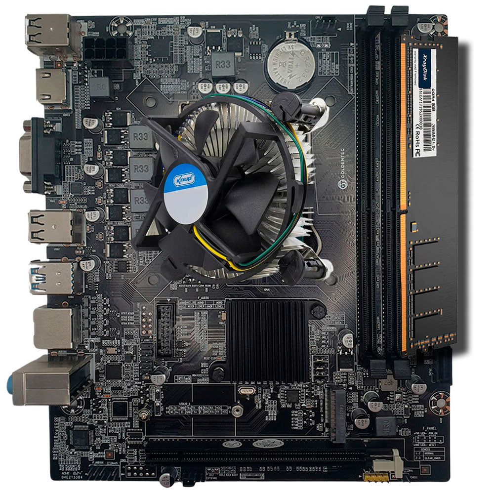 Kit Placa Mãe H110 Com Cooler 1151, Processador i3-6100, Memória RAM 8GB DDR4, SSD 256GB