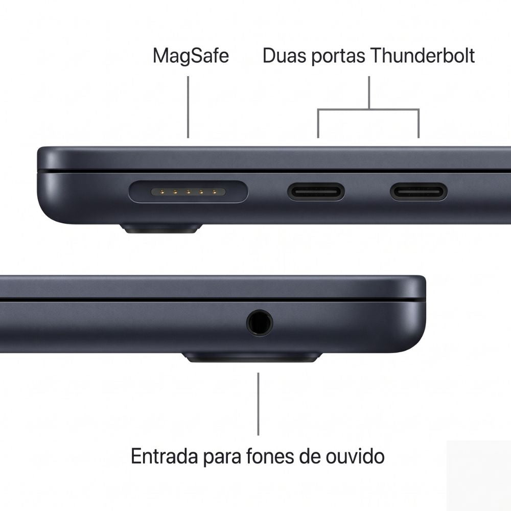 MacBook Apple Air M3 Tela 15"Polegadas, SSD 512 GB 16GB de Ram, A3114 , MT2E3BZ/A, Meia Noite