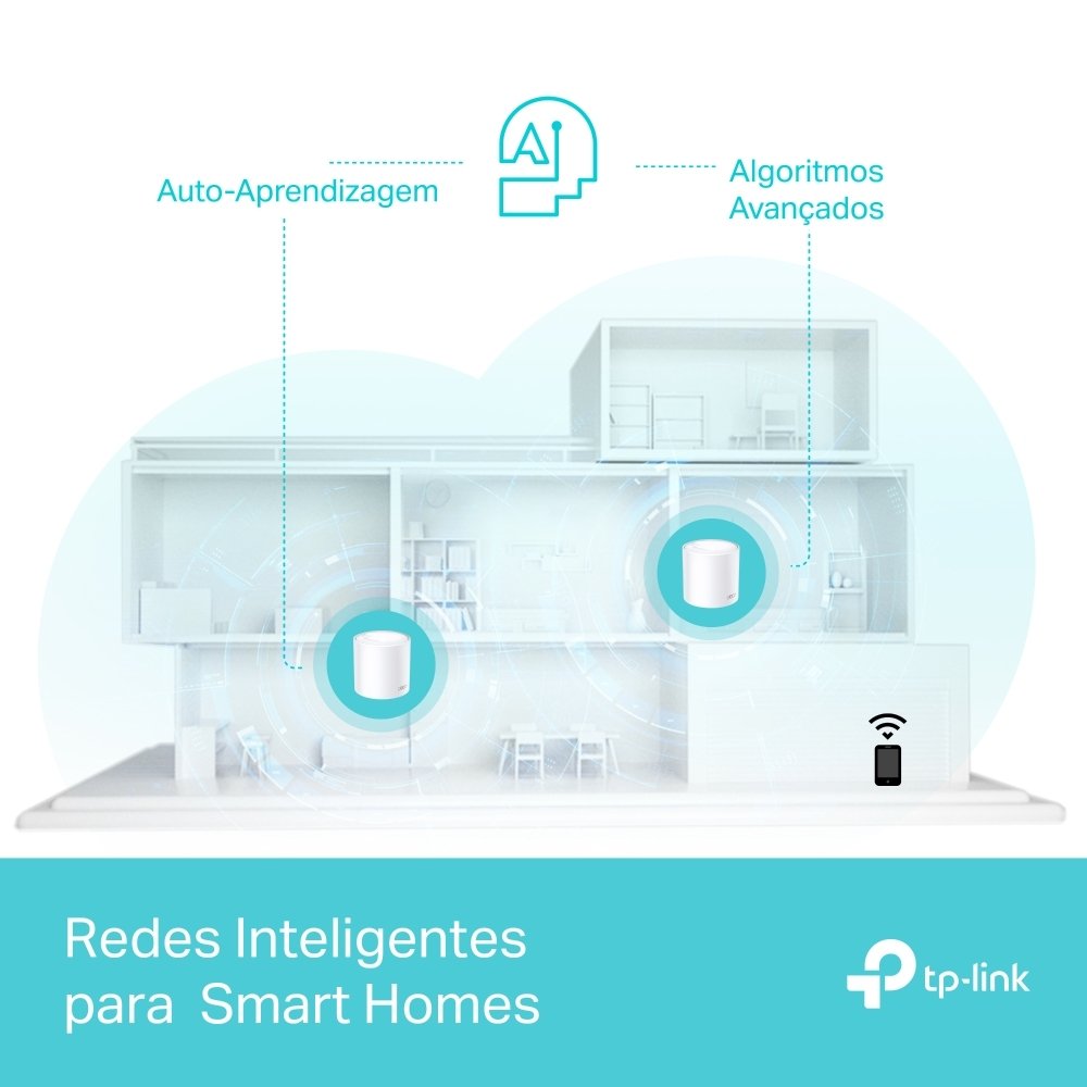Kit 3 Unidades Roteador Mesh TP-Link Deco X50 Wi-Fi 6 Dual Band 2,4/5GHz AX3000 Gigabit HE160