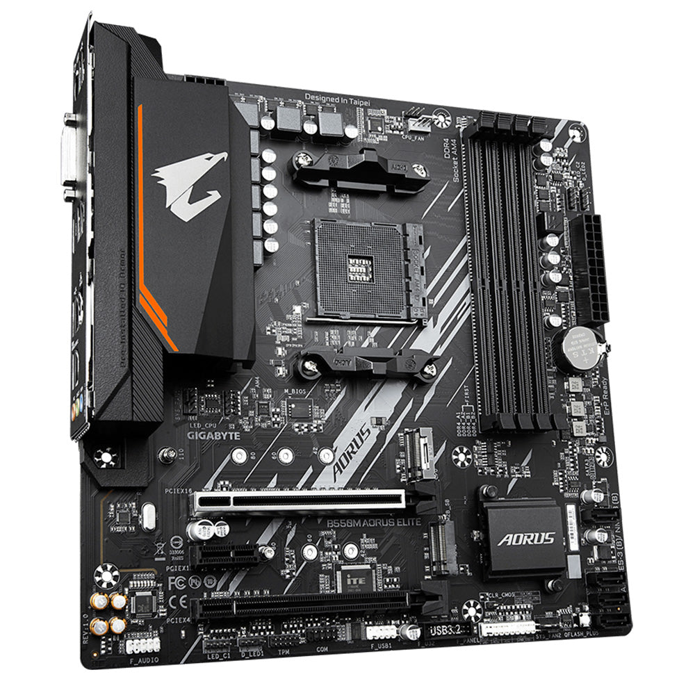 Placa-Mãe Gamer Gigabyte B550M AORUS Elite AM4 AMD B550 Micro-ATX DDR4 Dual M.2 PCIe 4.0 LAN GbE