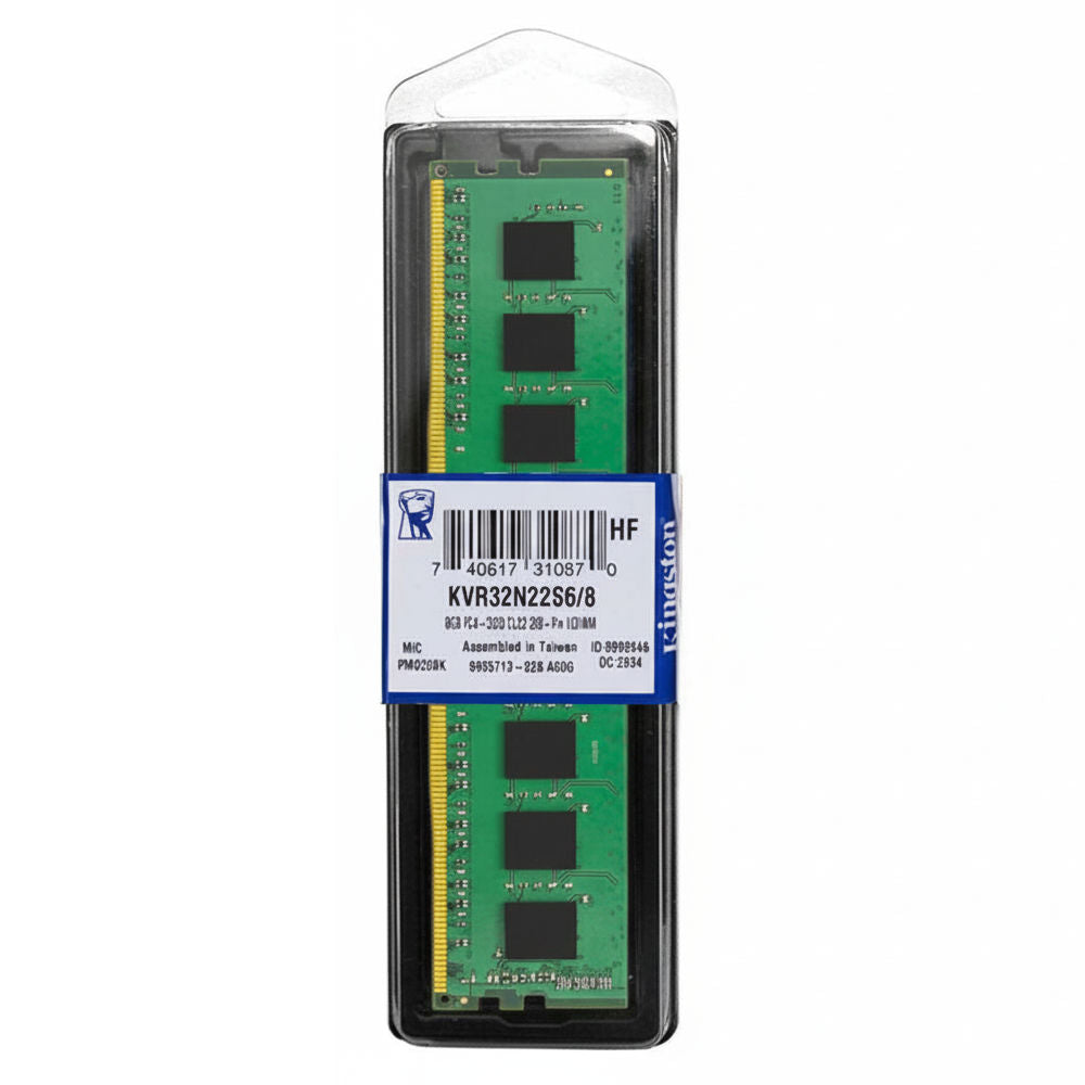 Memória RAM Desktop Kingston 8GB DDR4 3200MHz, PC4-25600, CL22 1.2V, UDIMM, 288-Pin, KVR32N22S6/8