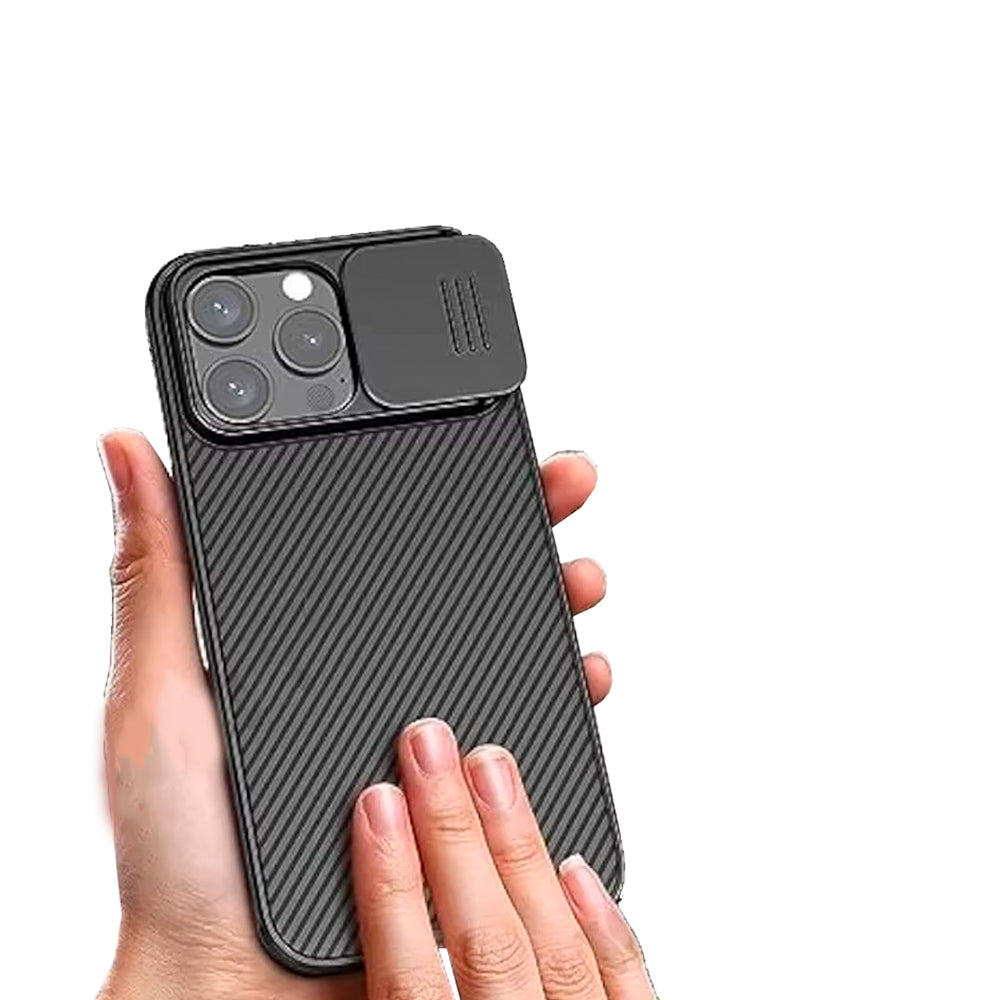 Capa Para iPhone 15 Pro Max, Com Slide Protetor de Câmera, Carregamento Magnético - Preto