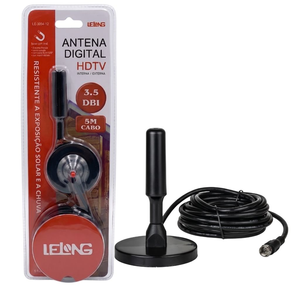 Antena Interna Digital Com Cabo De 5mts Lelong Le-3094-12