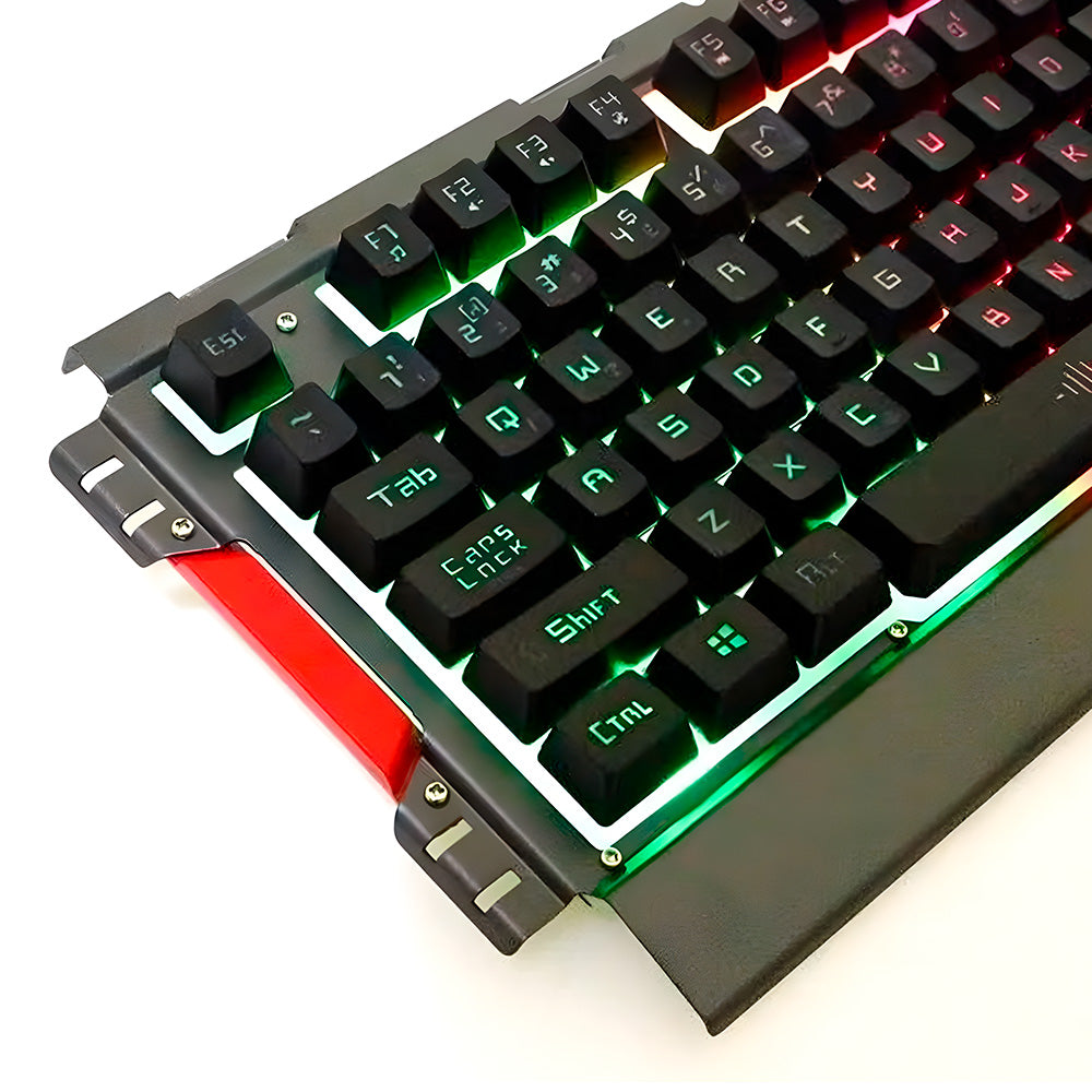 Kit Teclado e Mouse Gamer, iluminação de LED e Acabamento de Metal, ABNT 02511, EXBOM BK-G3000 - Preto
