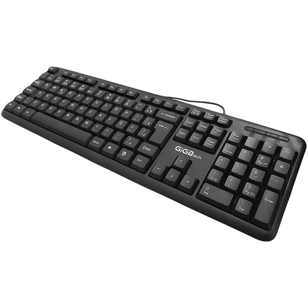 Teclado Slim USB, Design Ergonômico e Confortável, Modelo 4001-01, GigaTech, Preto