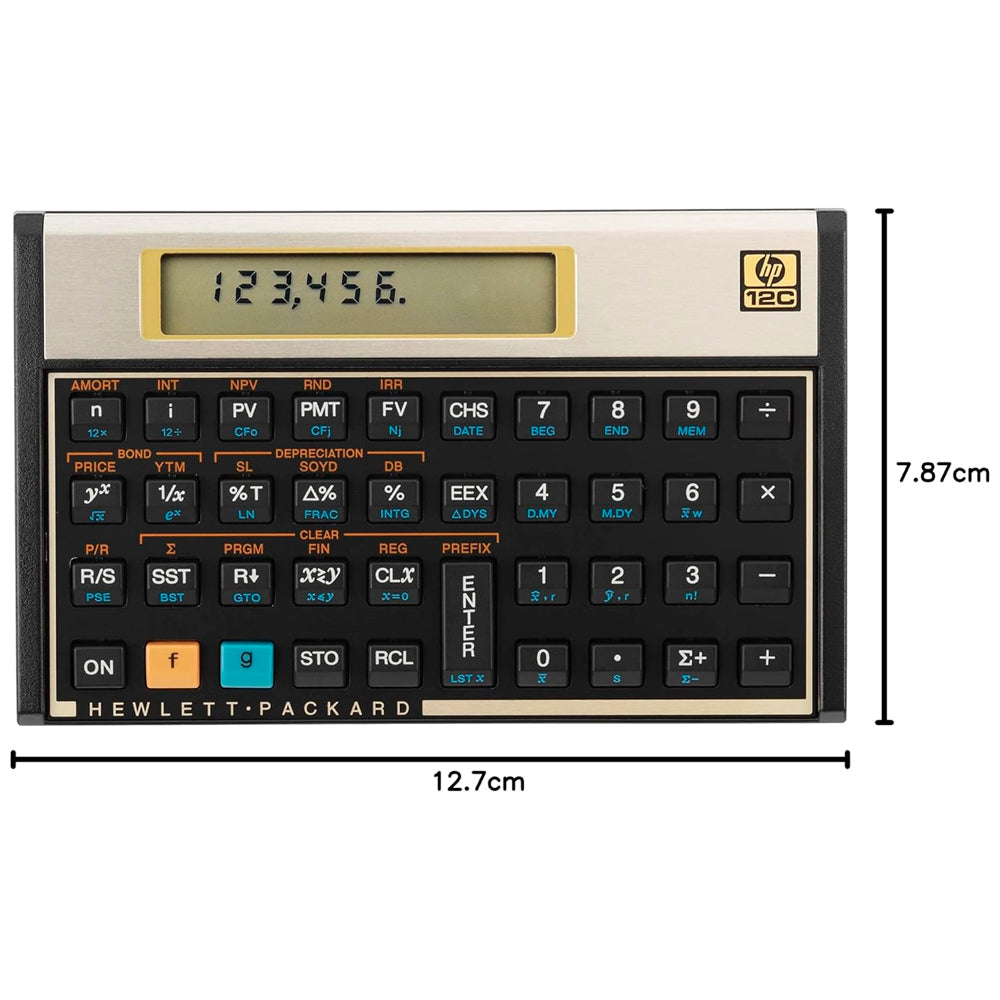 HP 12C Gold Calculadora Financeira Original, 120 Funções, RPN, 10 dígitos LCD, Programável