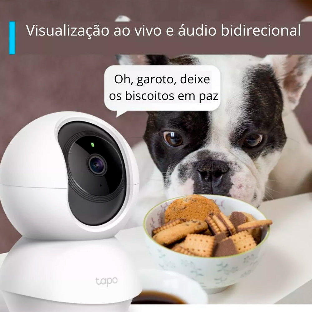 Câmera de Segurança TP-LINK Interna, Tapo TC70, Wi-Fi, 1080P FHD, Visão 360°, Visão Noturna - Branco