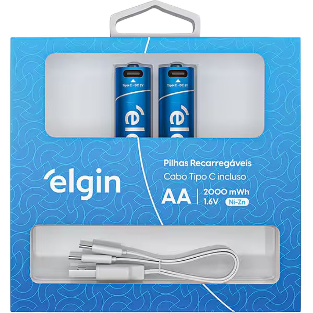 Pilha Recarregável AA USB-C 1.200mAh com 2 unidades Blister + Cabo (ELE000000082427)