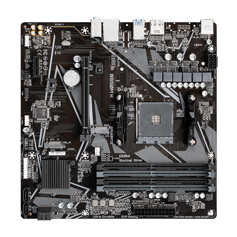 Placa Mãe Gigabyte Para AMD, B550M K Ultra Durable, Com 4 Slots RAM, 4xDDR4, mATX