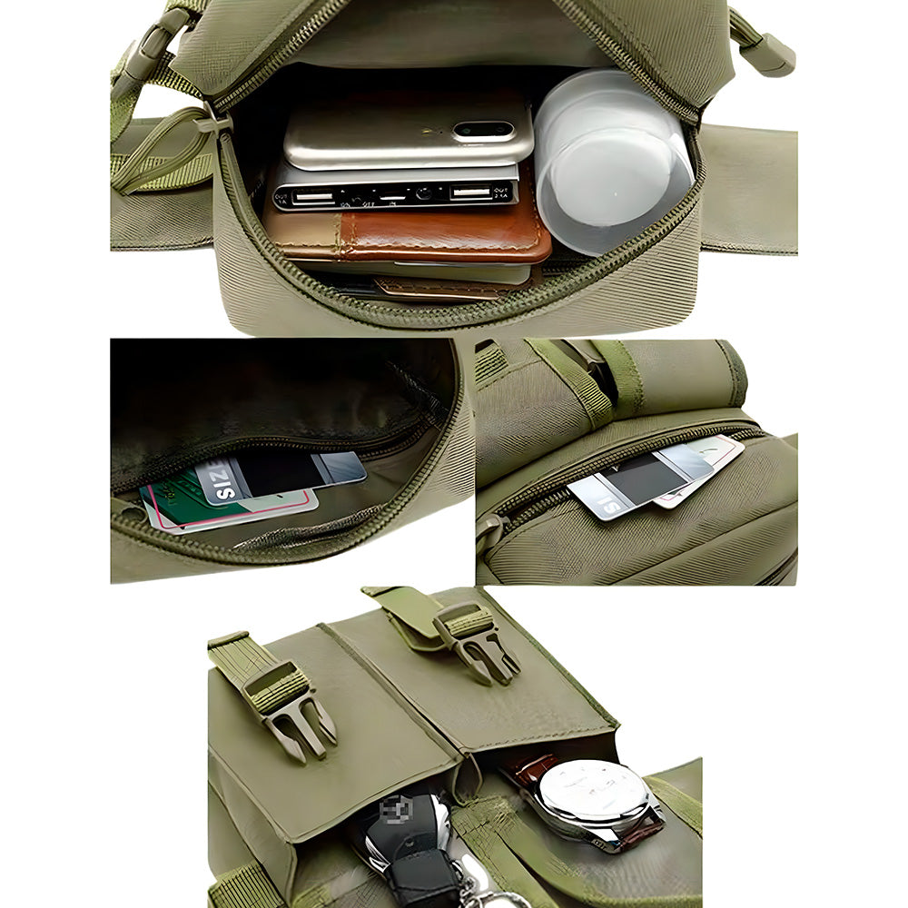 Bolsa de Cintura, Masculina, Pochete Militar, Para Viagens, Com Suporte Para Garrafa De Água, Nylon, Verde