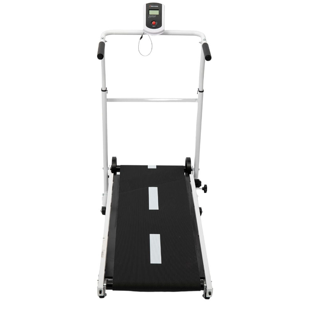 Esteira Mecânica Mile Fitness Dobrável 3 Inclinações Ajustáveis 110kg Display Tempo Distância Calorias 130x50x120cm