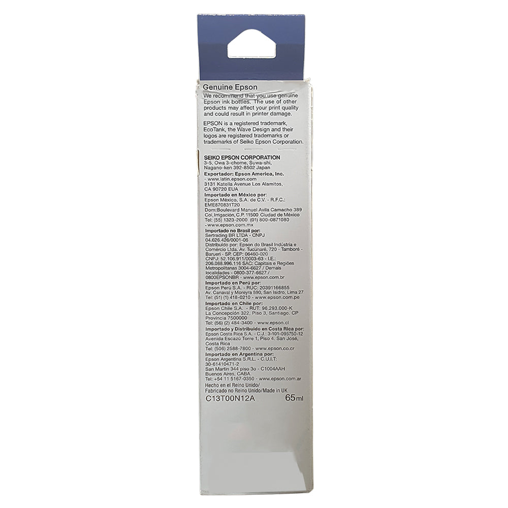 Refil de Tinta Epson Corante T544 Bk Preto 65ML Para Ecotank L1110 / L1210 / L3110 / L3150 / L3160 / L3251 / L5190