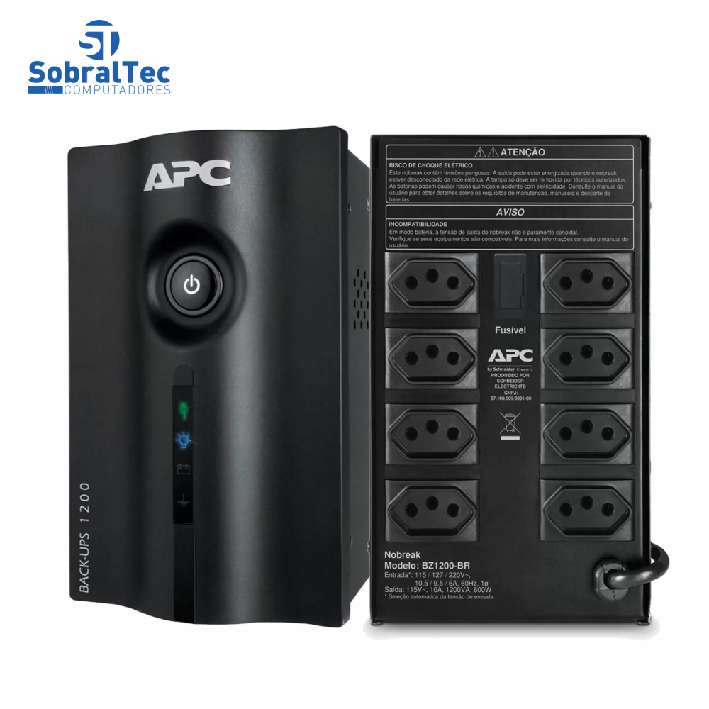 Nobreak APC Back UPS 1200VA 600W Bivolt 115V/220V 8 Tomadas BZ1200-BR