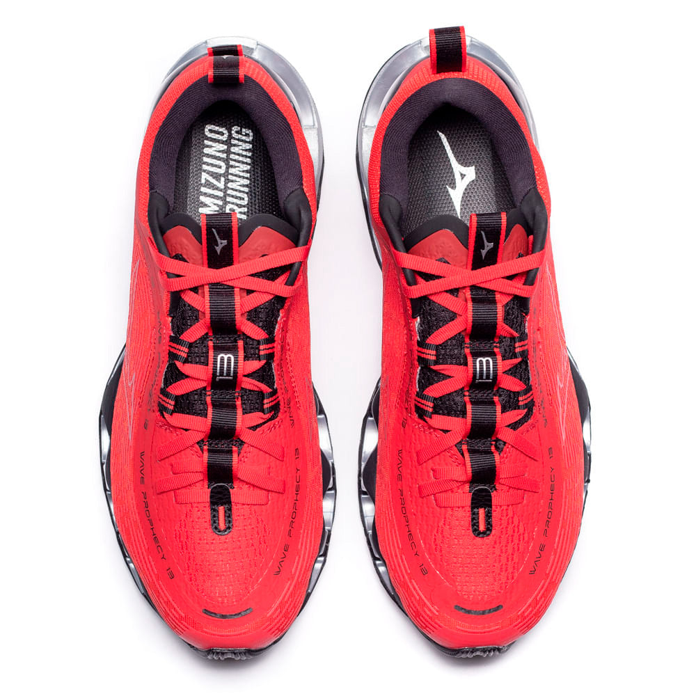 Tênis Mizuno Wave Prophecy 13 Masculino, Tamanho 42, Vermelho, Infinity Wave, U4ic, X10, Drop 10.5mm