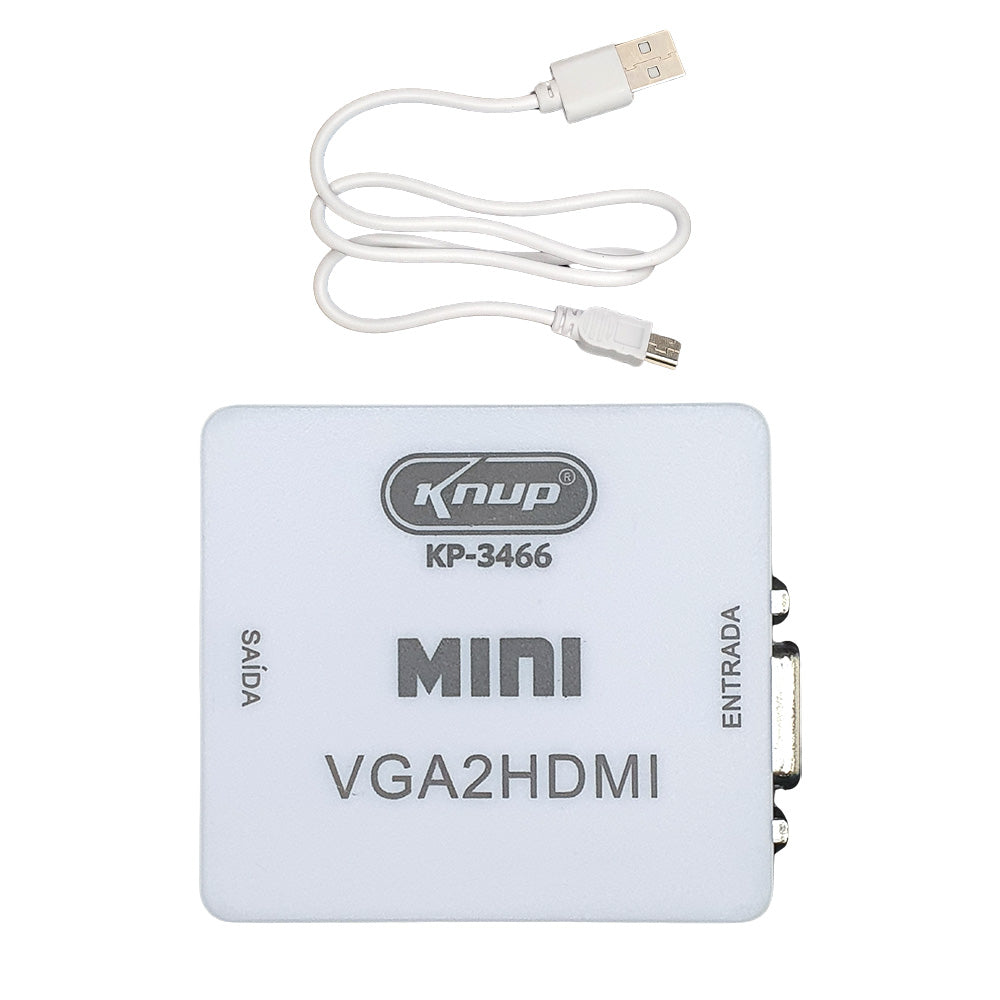 Conversor de Audio e Video VGA para HDMI 1080P KNUP - KP-3466