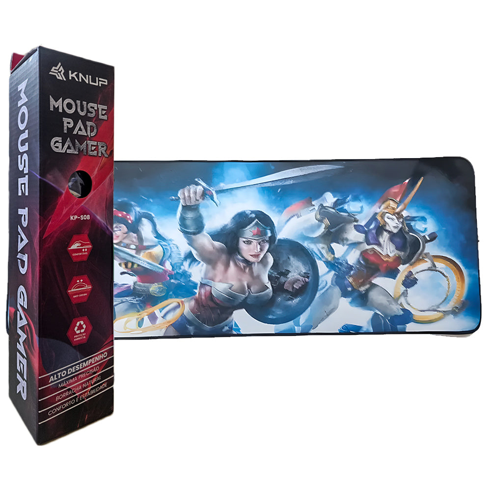 Mouse Pad Gamer Grande KNUP, 800x300mm, Superficíe Antiderrapante e Bordas Costuradas - KP-S08