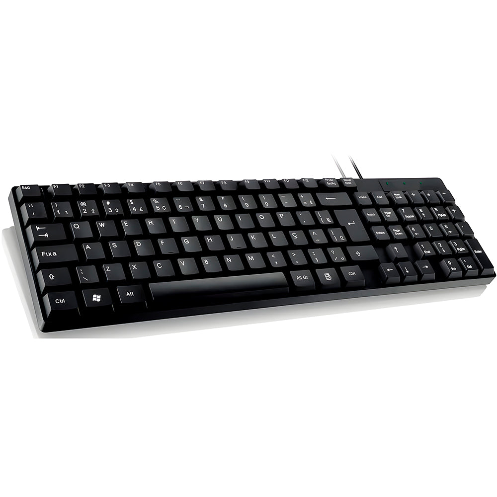 Teclado USB Slim, Plug And Play, Padrão ABNT2, GT-950, Goldentec - Preto