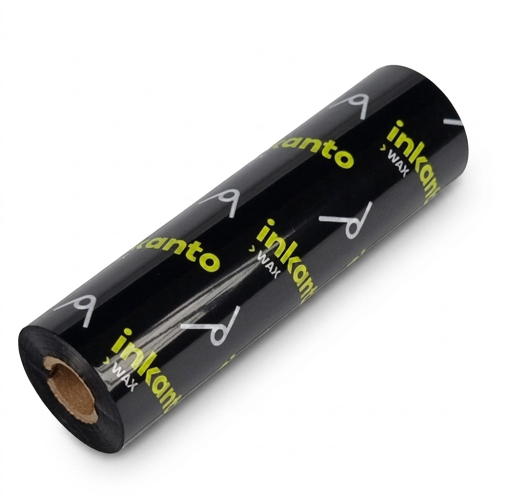 Ribbon de Cera Inkanto 110mm x74 Metros Tubo 0,5" 12,7mm AWR1  Zebra, Argox, Elgin, Godex, Datamax e Intermec/Honeywell