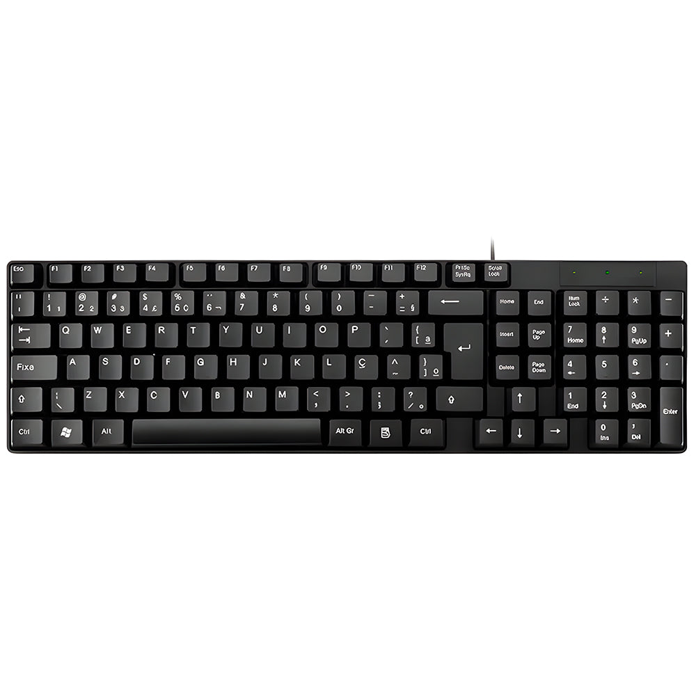 Teclado USB Básico Slim Laser PT TC193BU, Cabo 1.2 Metros, Multilaser, TC193BU